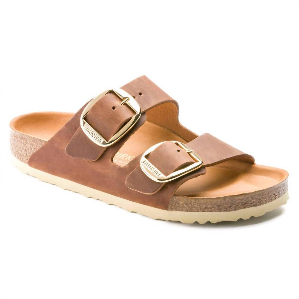 NEW BIRKENSTOCK women's arizona big buckle sandals in cognac